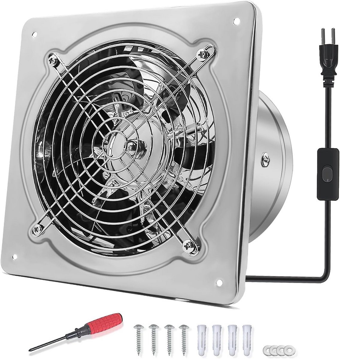 Stille Afvoerventilator 150 mm - Krachtige Wandventilator voor Badkamer, Keuken en Garage