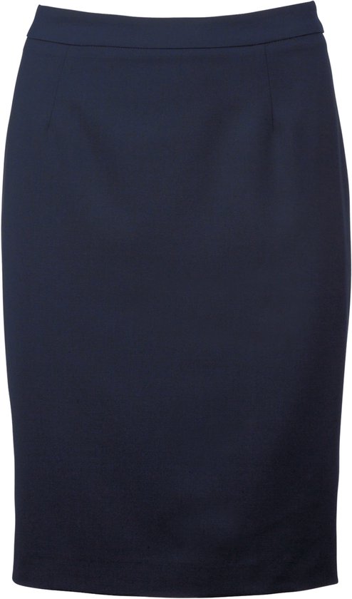 Jupe crayon bleu marine, vue de face.