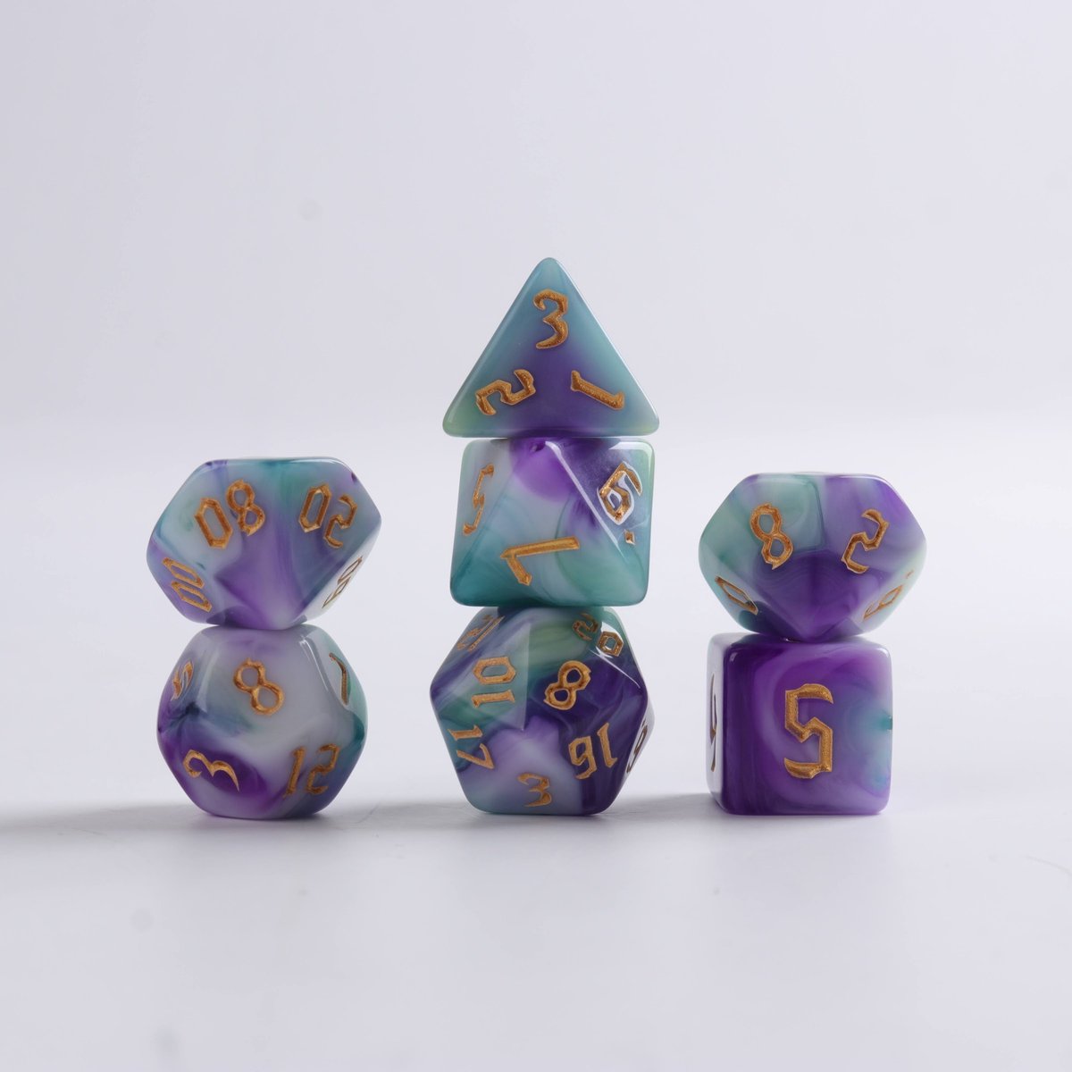 Lapi Toys - Dungeons and Dragons dobbelstenen - D&D dobbelstenen - D&D polydice - 1 set (7 stuks) - Acryl - Meerkleurig