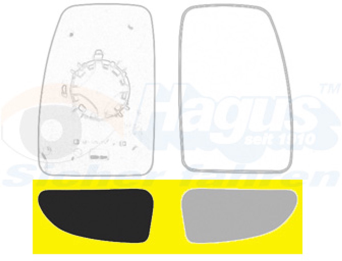 Van Wezel - SPIEGELGLAS MET PAD VOOR NISSAN NV400 2010-2021