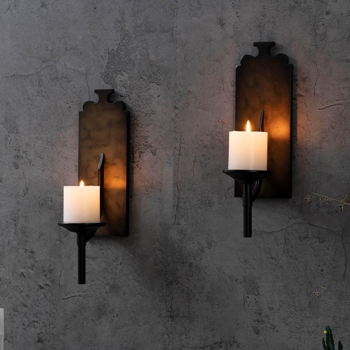 Ibenzoa® Dubbele Zwarte Wandkaarsenhouder Set - Premium Design voor Verfijnde Ambiances