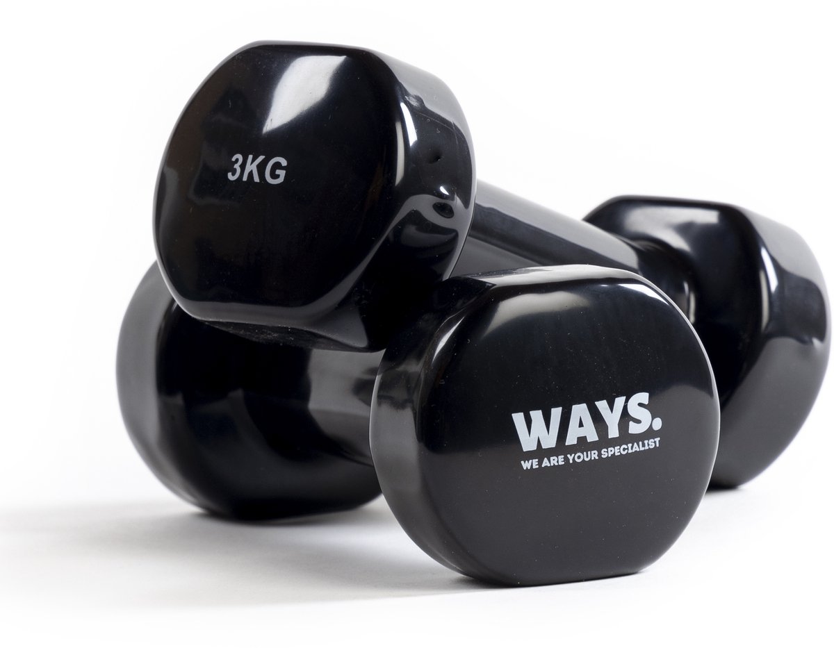 WAYS. Fitness - Dumbbells - 2 x 3 KG - Vinyl - Krachttraining & Home Gym - Zwart – foto 2
