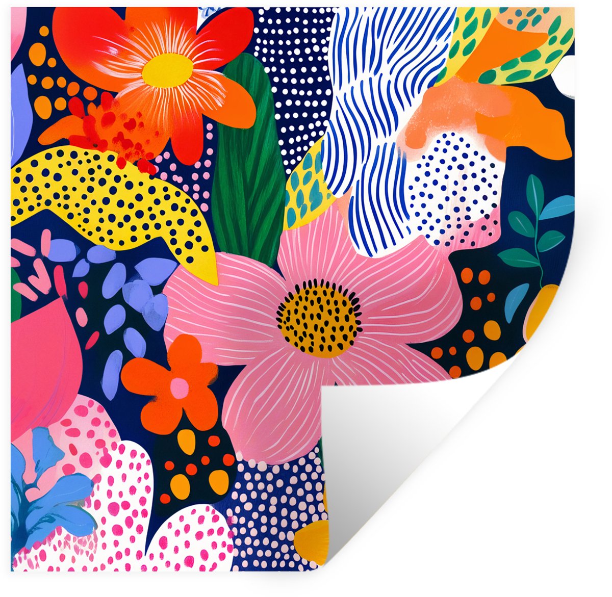 Muurstickers - Sticker Folie - Kleurrijk - Bloemen - Abstract - Stippen - 80x80 cm - Plakf