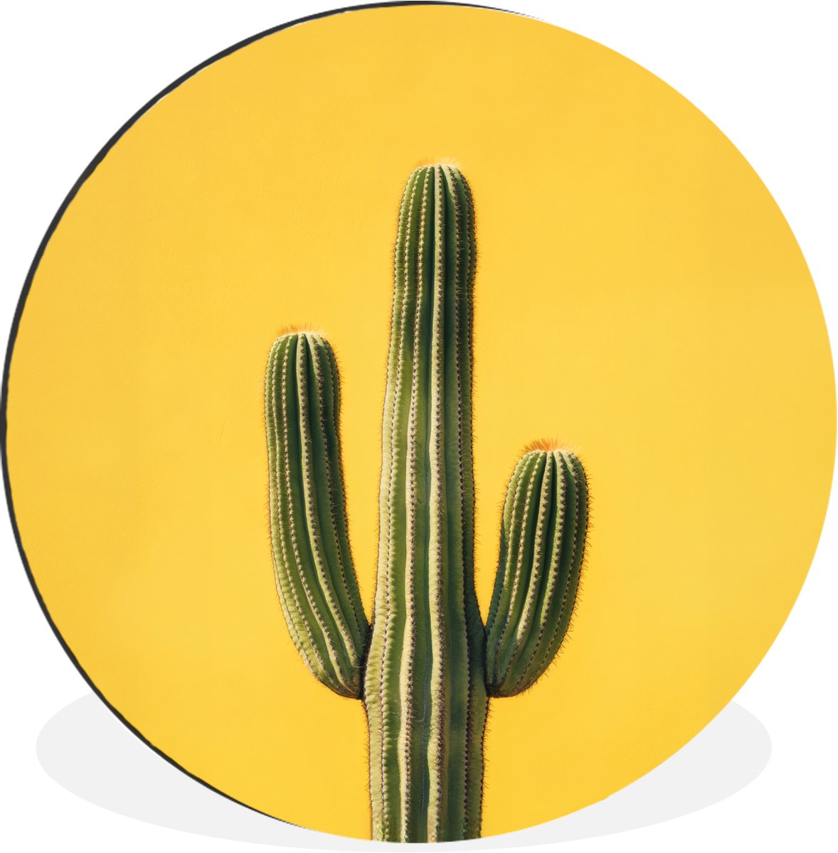 WallCircle Wandcirkel - Muurcirkel - Cactus - Groen - Minimalistisch - Aluminium - Dibond - 90x90 cm - Binnen en Buiten