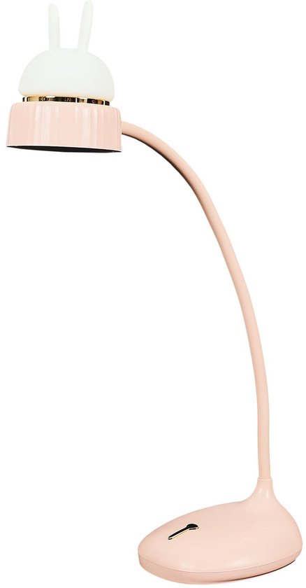Foto: Home deco factory kinderkamer bureaulamp bunny met oortjes roze draadloos h34 cm
