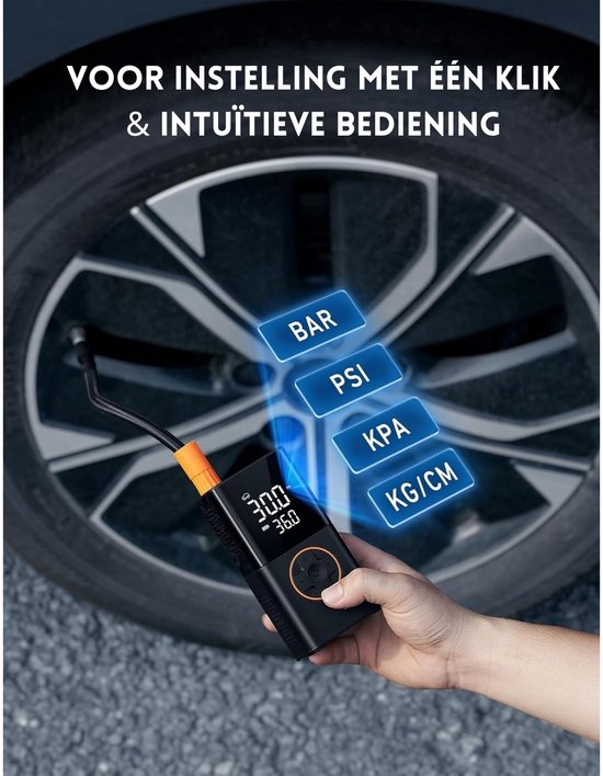StayPowered Draadloze Luchtpomp - Compact & Razendsnel Opblazen - 150 PSI Druk - 4 Slimme Modi - USB-C Opladen - Krachtige LED Zaklamp - Oplaadbaar - Alle Ventielen - Zwart - Levering Sneller dan Aangegeven! van Merkloos — afbeelding 3