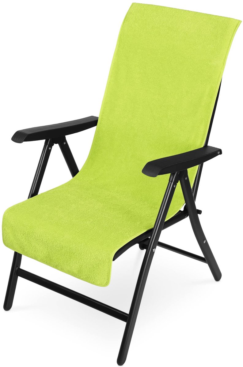 Ibenzoa Zachte Badstof Beschermhoes voor Tuin- en Zonneligstoelen, 100% Katoen, Handige Capuchonoverslag, Wasmachinebestendig groen