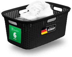Novaliv Value Set 6X Rotan Wasmand met 4 Handgrepen 40L Zwart, Wasboxset Wasemmer Wascontainer voor Badkamer Wasgoed Vuile Was, Wasmanden Huishoudelijke Accessoires Wasmandverzamelaar