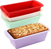 Lot de 4 moules à pain rectangulaires en silicone avec revêtement antiadhésif et ouverture rapide - Résistants à la chaleur - Pour four