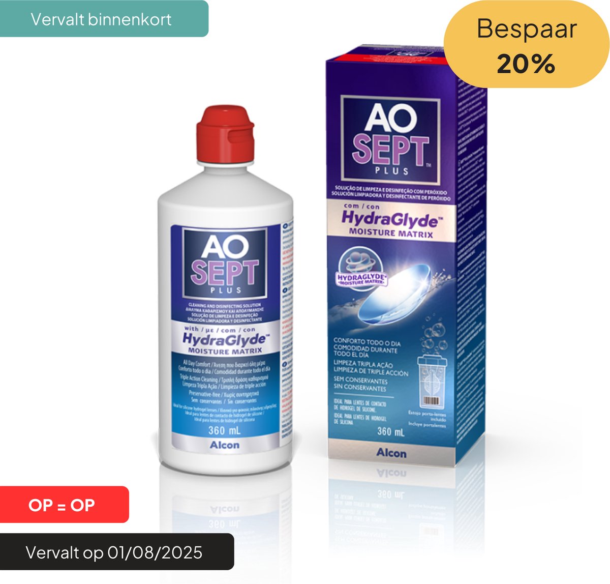 Goedkoopste AOSEPT® Plus with HydraGlyde | 2x 360ml | Duopack