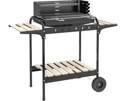 Houtskool BBQ Grill met Verstelbare Hoogte en Wielen - Ideaal voor Buiten