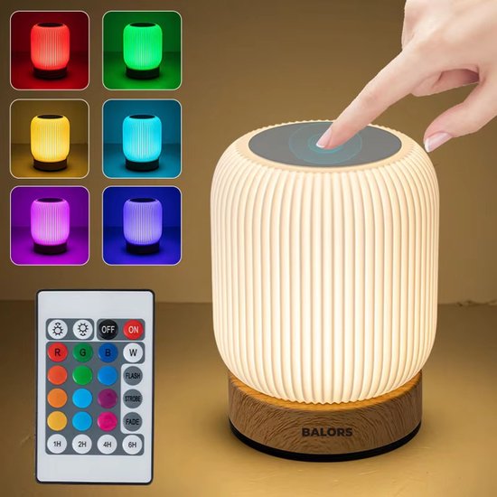 BALORS® Nachtlampje - voor kinderen, volwassenen & baby - met Afstandsbediening - Dimbaar & Touch Control - Leeslampje Stopcontact - Tafellamp & Bureaulamp - Bedlamp Slaapkamer