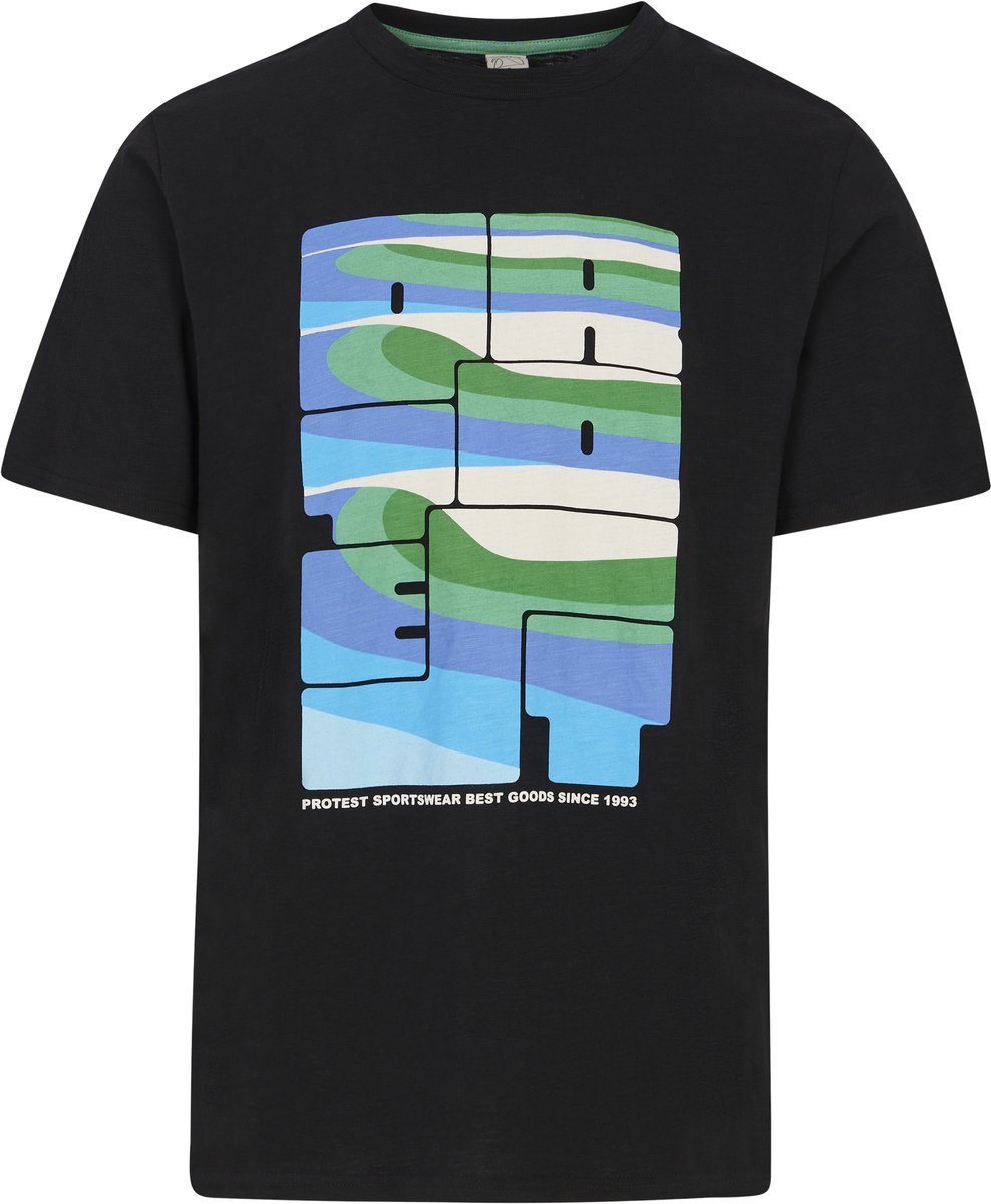 Protest Prtniagra – T shirt Heren – Korte mouwen – Ronde hals Zwart
