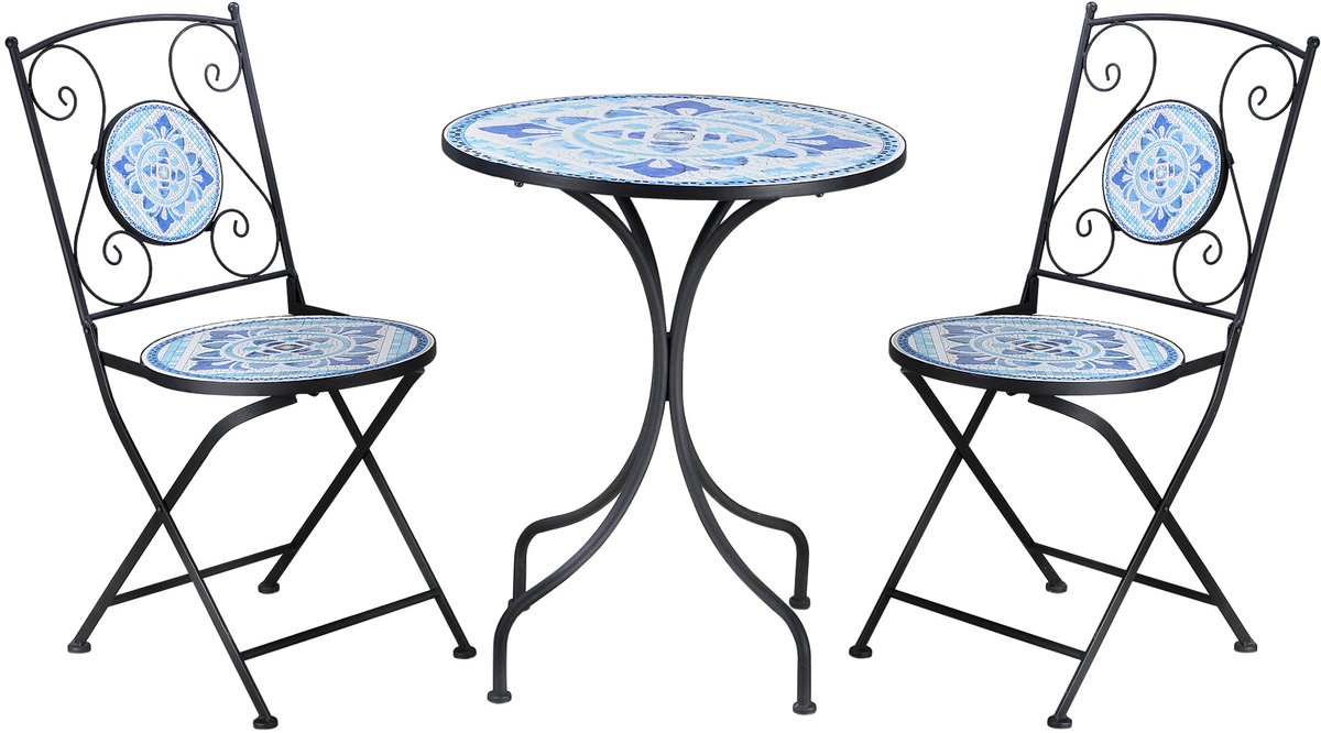 Klassieke 3-delige Bistroset met staal en keramiek - Ideaal voor terras en balkon