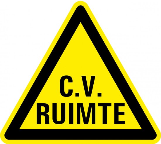 Waarschuwingssticker CV ruimte 100 mm