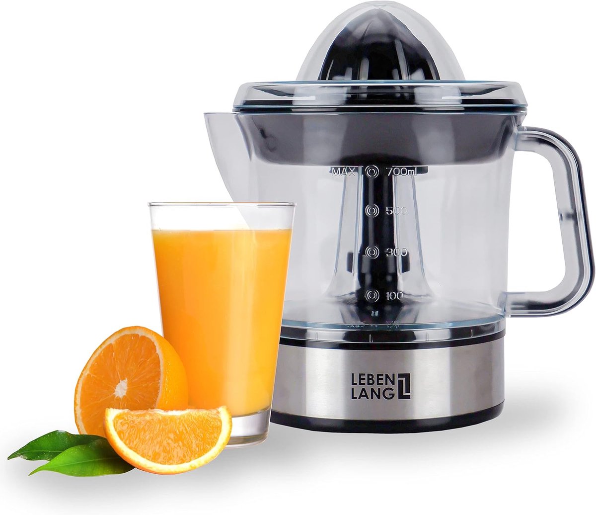 Elektrische citruspers met hoog sapvermogen - RVS-look Citrusjuicer met 2 draairichtingen voor sinaasappels en citroenen