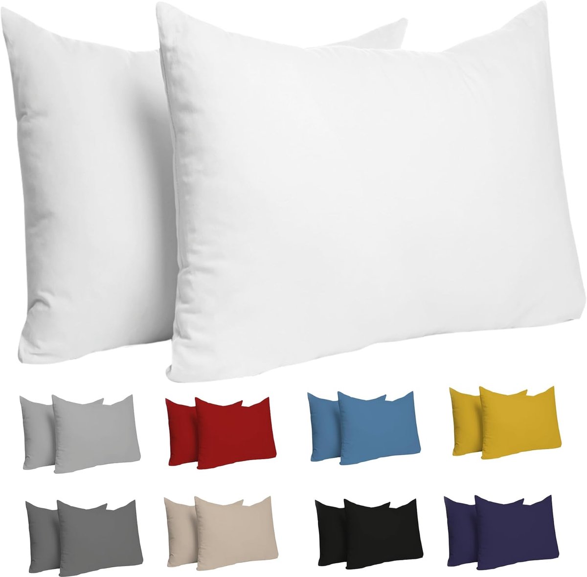 Azalia Set van 2 Katoenen Kussenslopen - 40 x 60 cm - 100% Jersey Katoen - Hypoallergeen en Bestendig