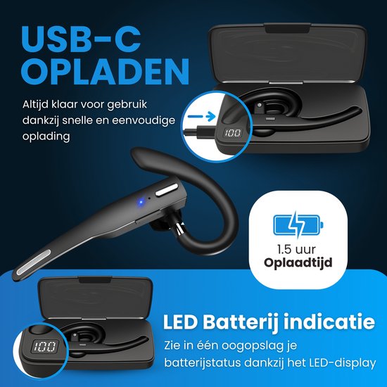 Link Dream Bluetooth Oortje Draadloze CVC8.0 Headset voor Mobiele Telefoon Dual Mic Ruisonderdrukking Handsfree Telefoon Oortje met Mute 20 uur Spreektijd 180 Dagen Standby voor iPhone Android Home