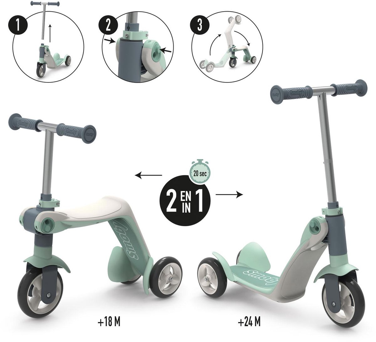 Smoby - Step - Loopfiets - Scooter - 2-in-1 scooter
