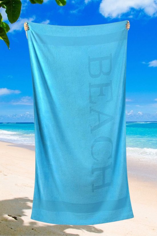 Delindo Lifestyle® Badstof strandlaken, serie Tropical, Vis groen, XXL, 100% katoen, afmetingen 180 x 200 cm