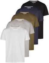 riverso Heren T-Shirt RIVDean 5 Pack regular fit Veelkleurig 5XL Ronde Hals Volwassenen - gemaakt van 100% katoen