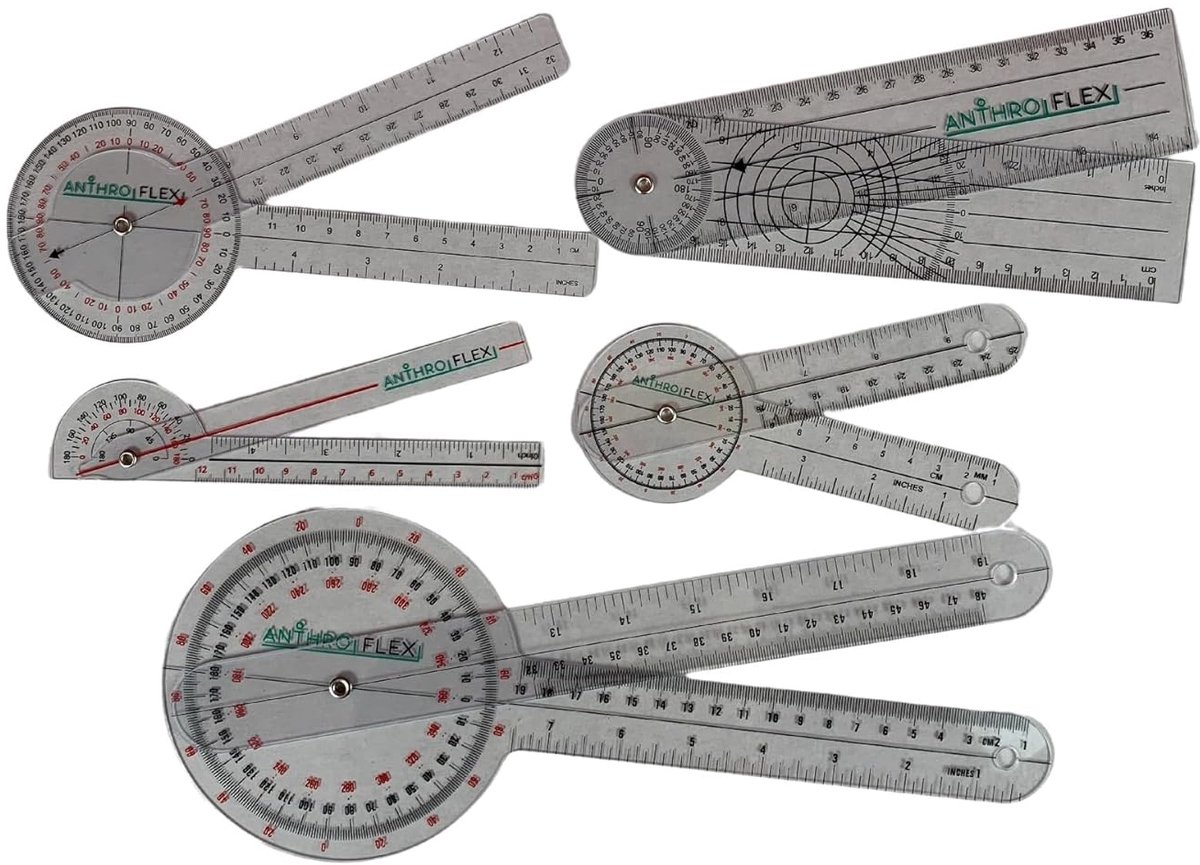 Goniometer Set van 6 - Meten van Gewrichtsbeweging voor Fysiotherapie en Ergotherapie - Inclusief CM en Inches, Duurzaam Plastiek