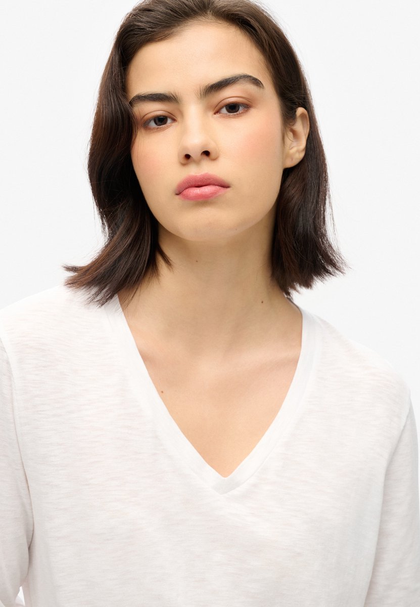 Superdry Jersey top met V-hals en lange mouwen Dames Optic