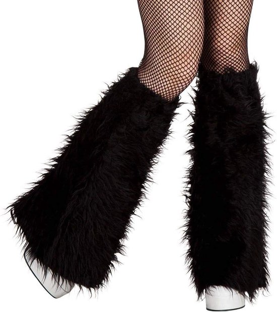 Jambières en peluche - chic et moelleuses - noires - 50 cm