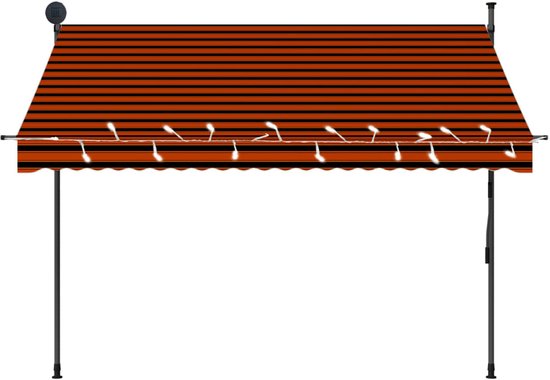 vidaXL banne rétractable manuel avec LED 250 cm orange et marron - Store banne rétractable - Auvents rétractables - Store banne rétractable - Auvents rétractable