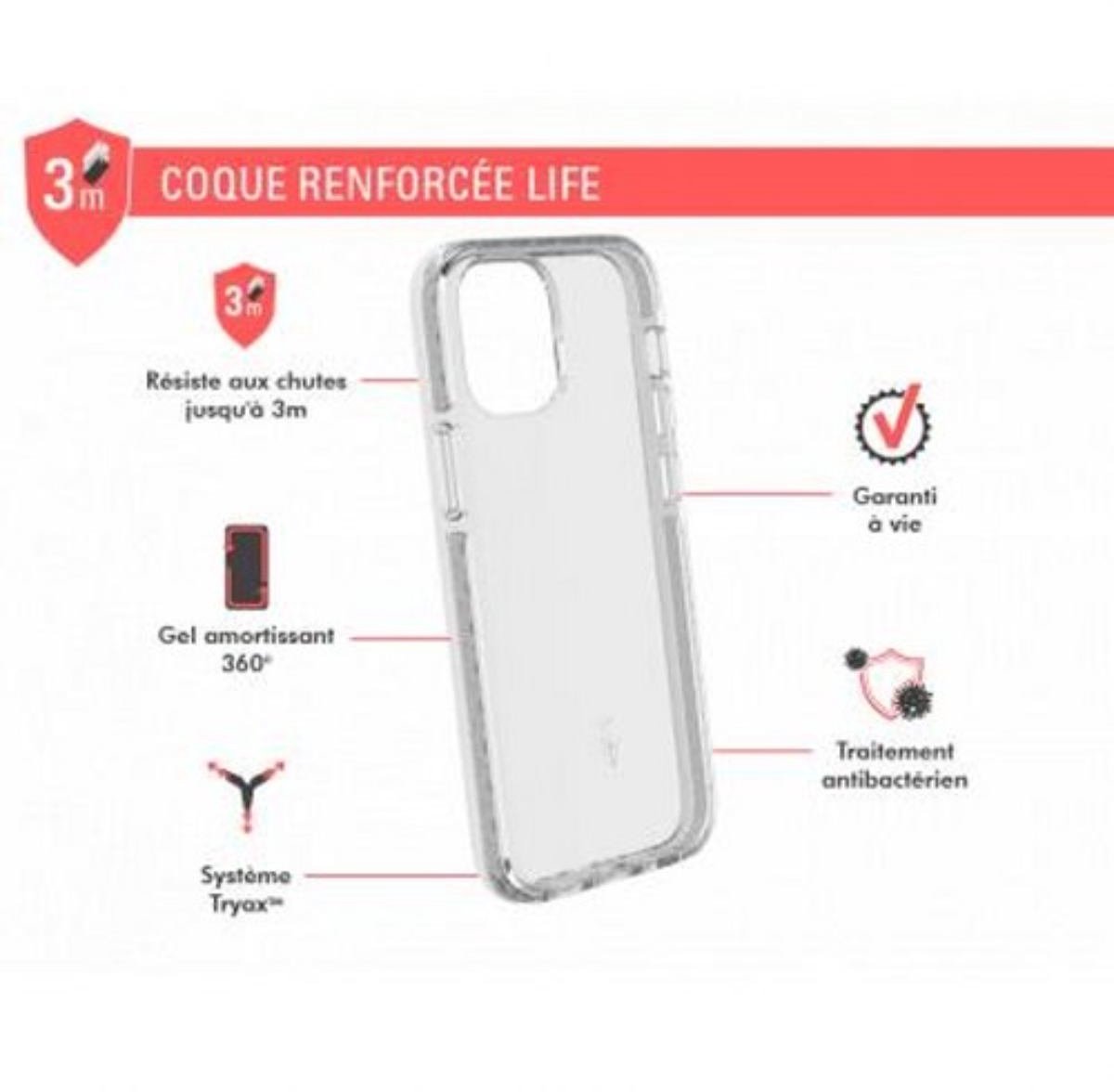 Force Case, Versterkte hoes Geschikt voor Apple iPhone 12/12 Pro LIFE, Transparant