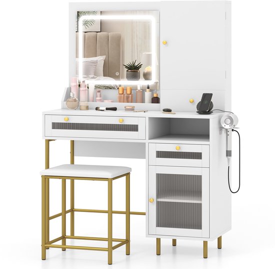 Kaptafel Make-uptafel Charme bruin 120 cm breed met spiegel Kaptafel Make-uptafel Charme bruin 120 cm breed met spiegel