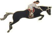 Behave® Broche ruiter paard zwart emaille 4,8 cm
