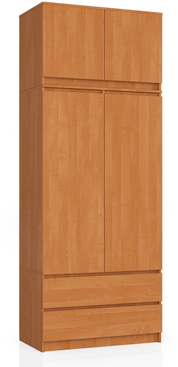 Kleidingkast S90 met Opzetstuk, 2 Deuren en 2 Lades / AKORD Furniture Factory / Els / 90 x 234 x 51 cm