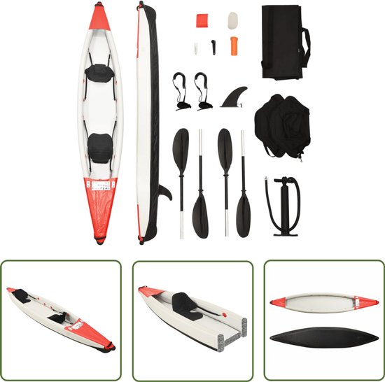 The Living Store Kajak opblaasbaar 424x81x31 cm polyester rood - Opblaasbare Kajak - Kano - Watersport - Reddingvest - Zwemmen