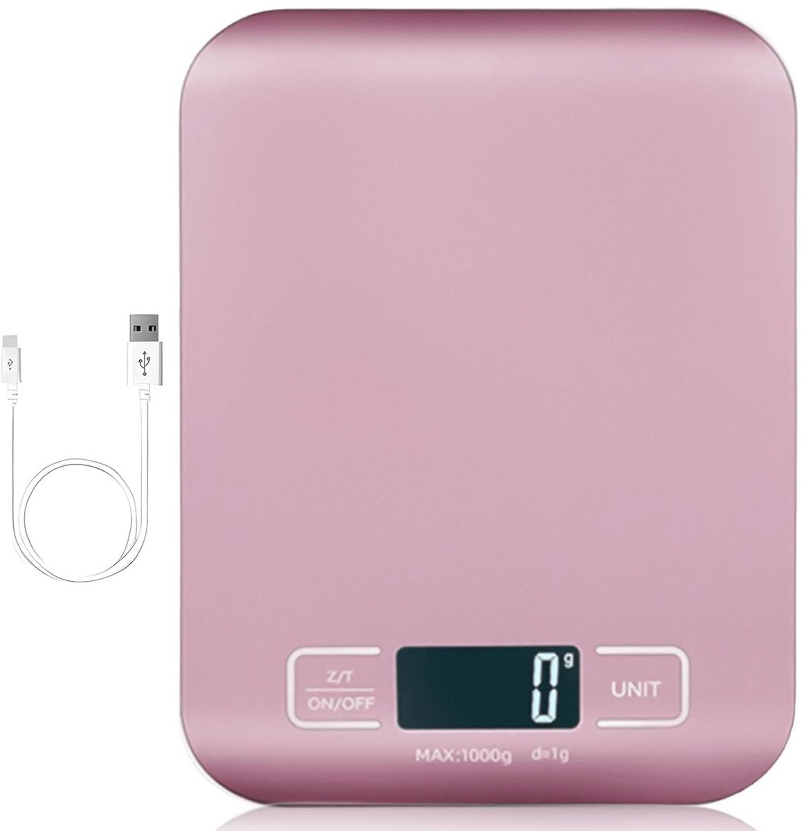 Digitale Keukenweegschaal - Precisie Weegschaal - Koken Bakken - USB Oplaadbaar - 10 kg - Metallic Wit