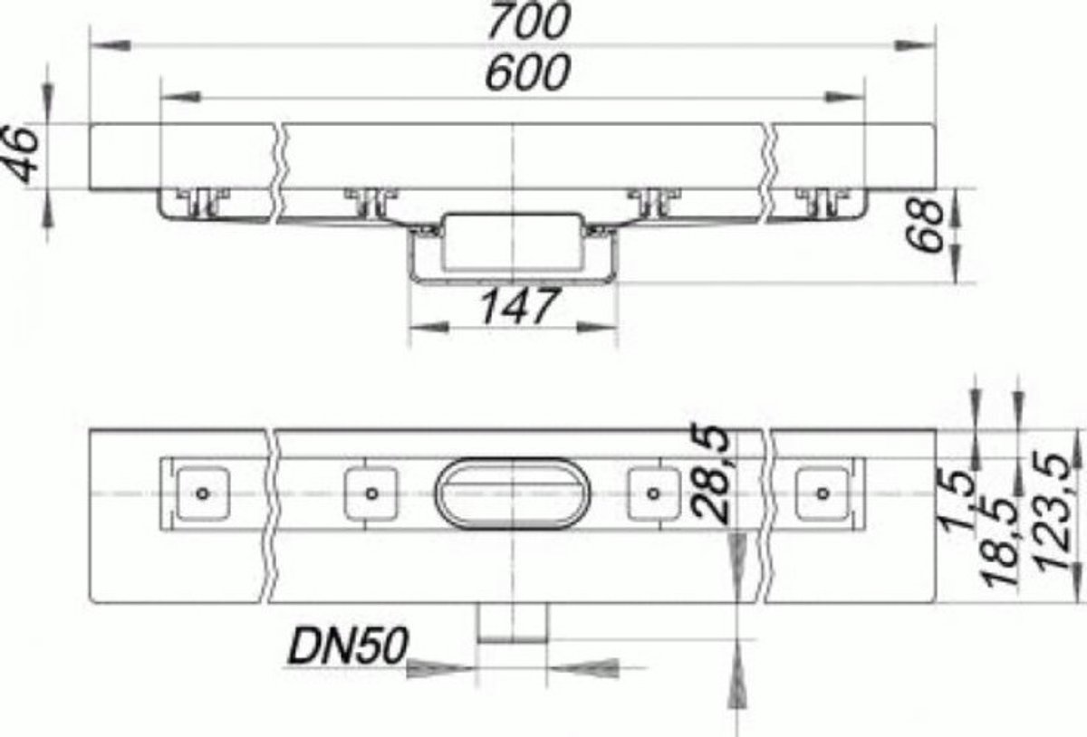 DALLMER Douchegoot CeraLine Nano W 600 mm, DN 50, 523099