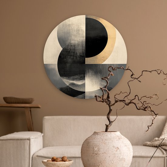 WallCircle® Wall Circle 60x60 cm - Cercles muraux - Ombre - Abstrait - Décoration murale salon - Décoration murale chambre - Accessoires de décoration de chambre - Tableaux ronds