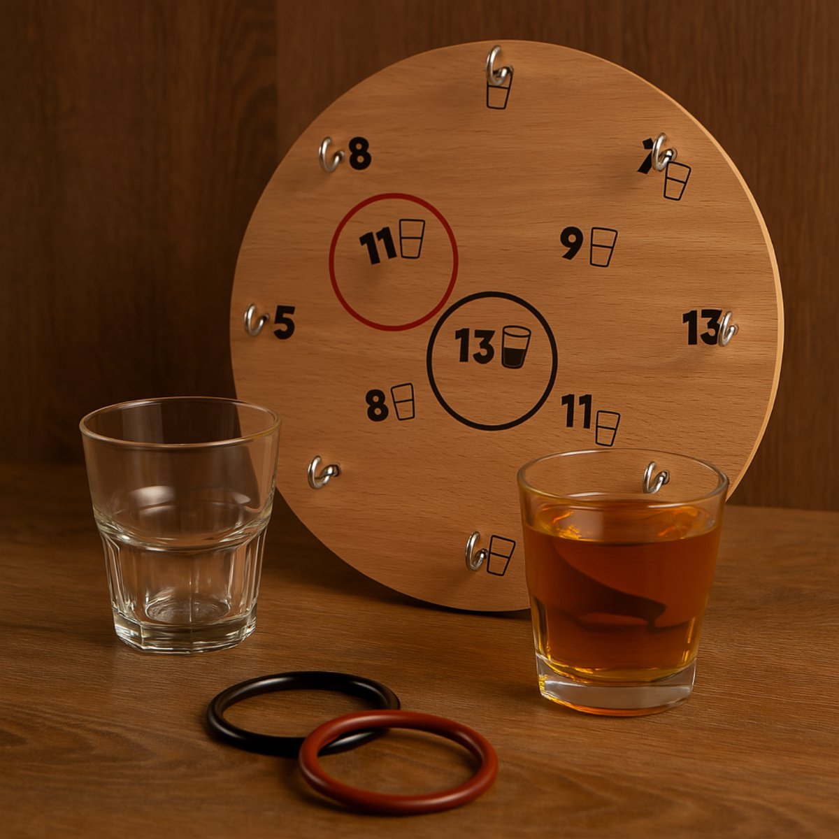 Drankspel Ringwerpspel - Compact 30 cm - Inclusief Ringen & Standaard