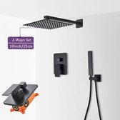 Bol.com Douche - Regendouche - Douchewand - Douchekolom - Douchepanelen - Mat Wandgemonteerde Regendouche – Ingebouwde Mengkraan... aanbieding