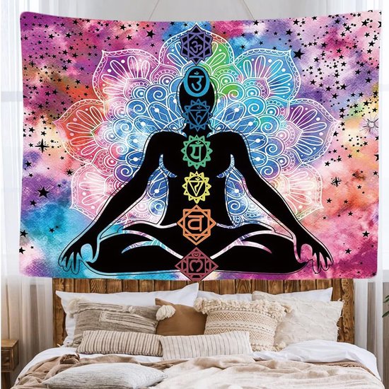 Ulticool - Chakra Healing Aura Spiritualité Mandala - Tapisserie - 200x150 cm - Groot tapisserie - Affiche