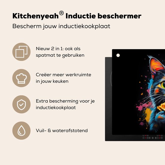 KitchenYeah® Protection plaque induction 76x51.5 cm - 3-2-6 - Protege plaque de cuisson - Couvre plaque induction - Protecteur d'induction - Cuisine