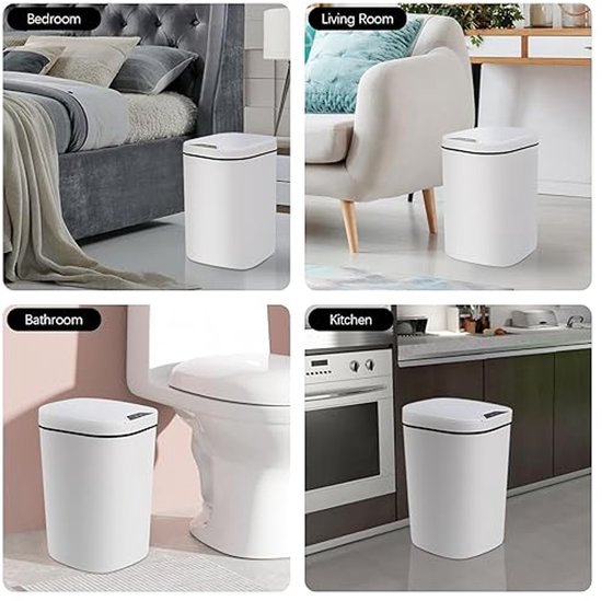 S&Dshopline® Poubelle à capteur 10 litres, poubelle automatique avec détecteur de mouvement, poubelle électrique avec couvercle, poubelle intelligente avec capteur pour chambre, salon