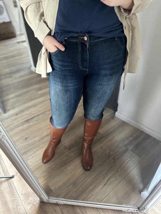 ONLY CARMAKOMA - CARWILLY LIFE REG SK ANK RAW REA4342NOOS - Denim Dark Blue - Femme - Taille W48XL32