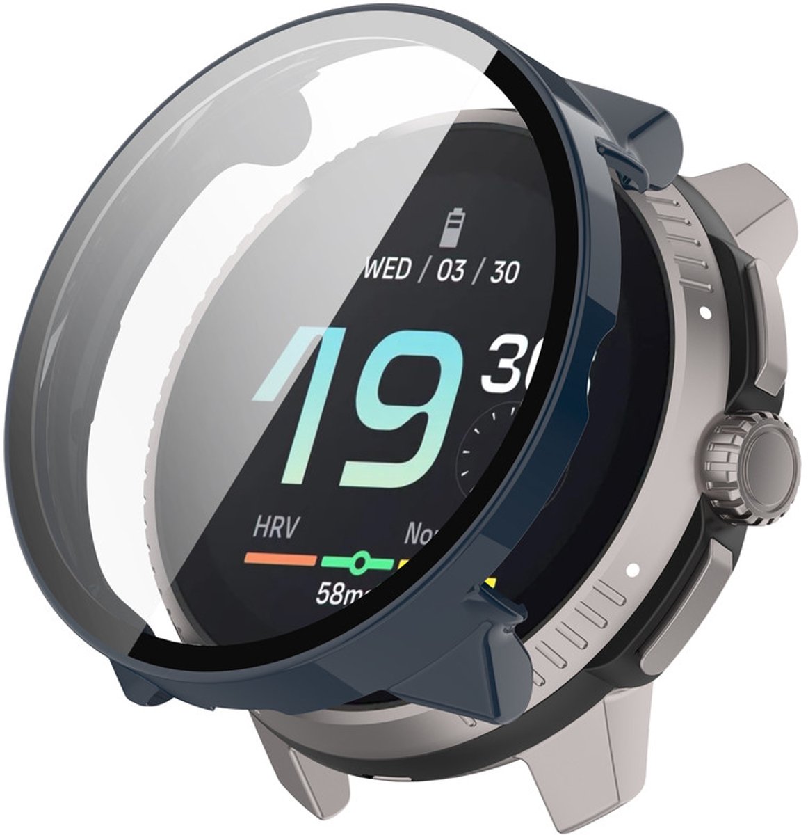 Watch case screenprotector - hoesje - gehard glas - geschikt voor Suunto Race S - donkerblauw