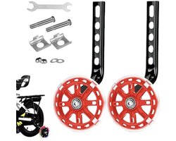 CHPN - Rode Zijwieltjes voor Kinderfiets - Zij wieltjes - Rood - Zijwielen - Kinderfiets-accessoires - Leren fietsen - Jongensfiets - Hippe zwijwieltjes