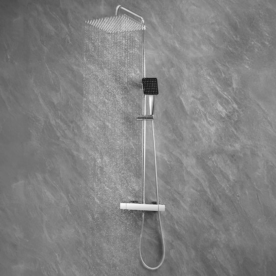 DERW Max Regendouche - Ø 30 - Handdouche Met 6 standen - Waterbesparend - Inclusief thermostaatkraan