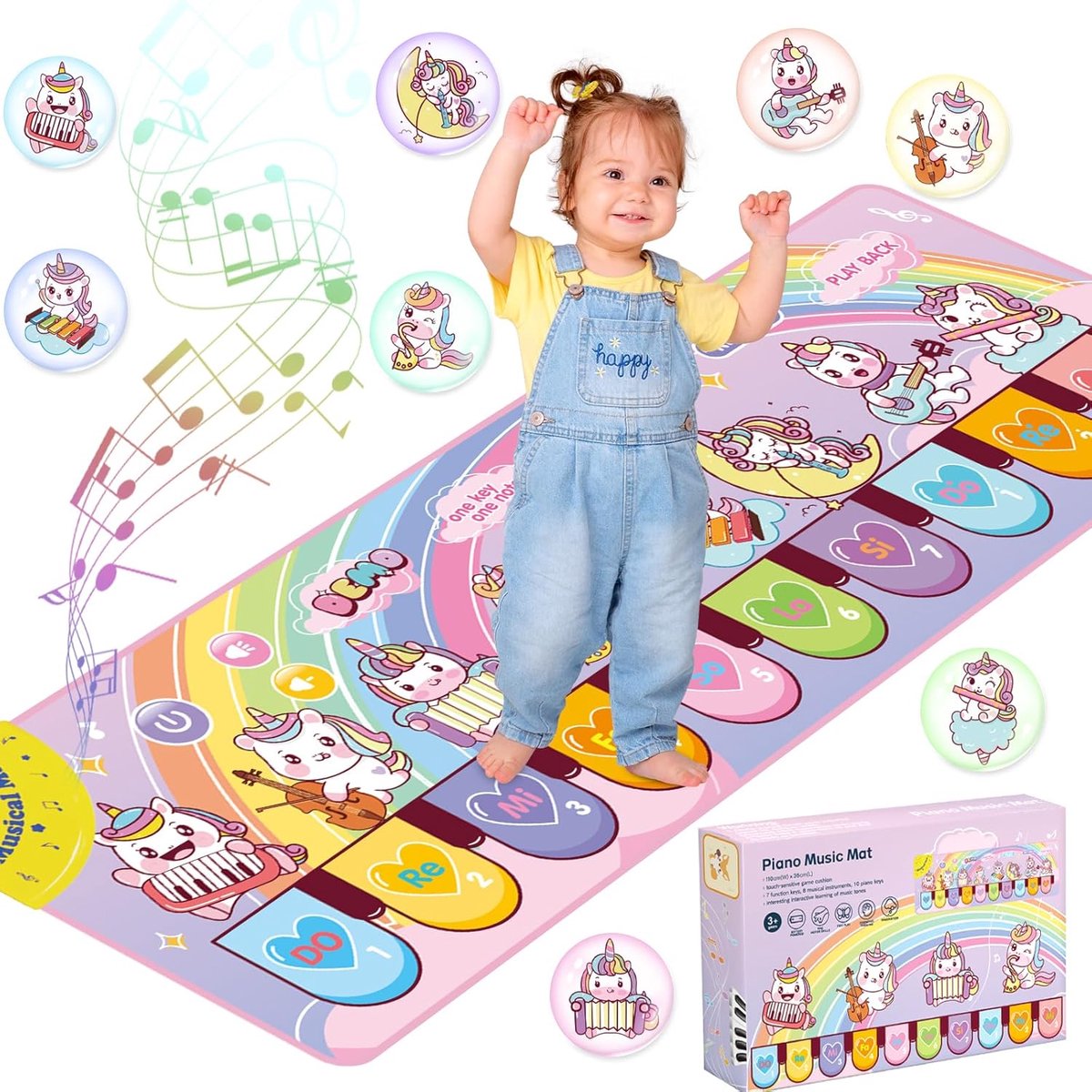 Muziekmat voor Kinderen met 8 Instrumenten - Educatief Speelgoed voor Peuters - Creatieve Pianomat en Dansmat - Geschikt als Cadeau voor Jongens en Meisjes