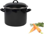 Bol.com Svenska living Soeppan met deksel - zwart - emaille - 8L - D24 x H21 cm - alle warmtebronnen aanbieding