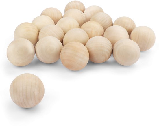 Houten ballen beuk 35mm half boorgat 8mm | houten ballen halfgeboord