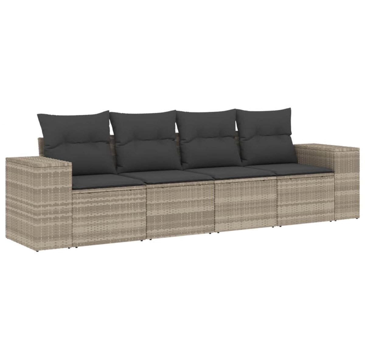 Poly rattan loungeset in lichtgrijs met kussens - tuinmeubels.